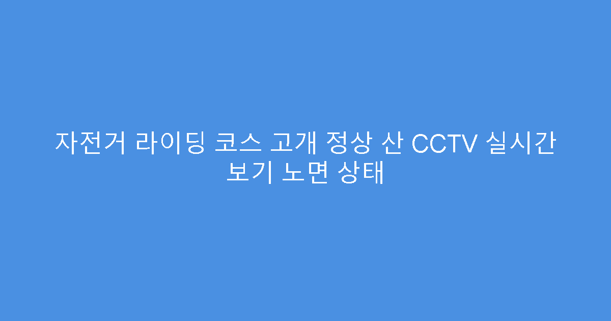 자전거 라이딩 코스 고개 정상 산 CCTV 실시간 보기 노면 상태