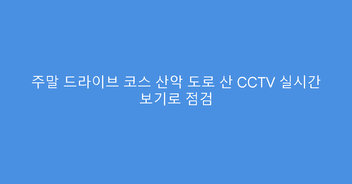 주말 드라이브 코스 산악 도로 산 CCTV 실시간 보기로 점검