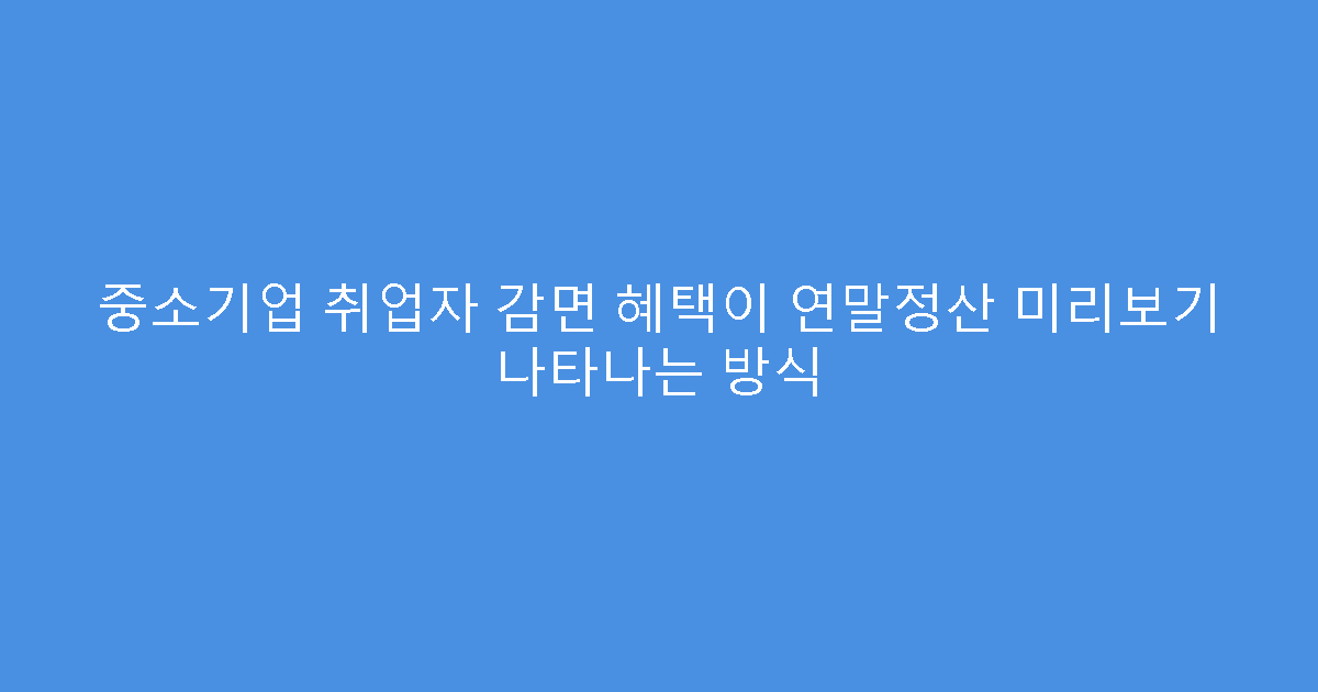 중소기업 취업자 감면 혜택이 연말정산 미리보기 나타나는 방식