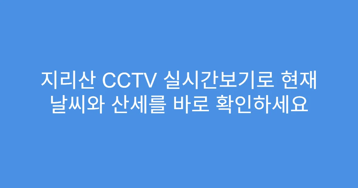 지리산 CCTV 실시간보기로 현재 날씨와 산세를 바로 확인하세요