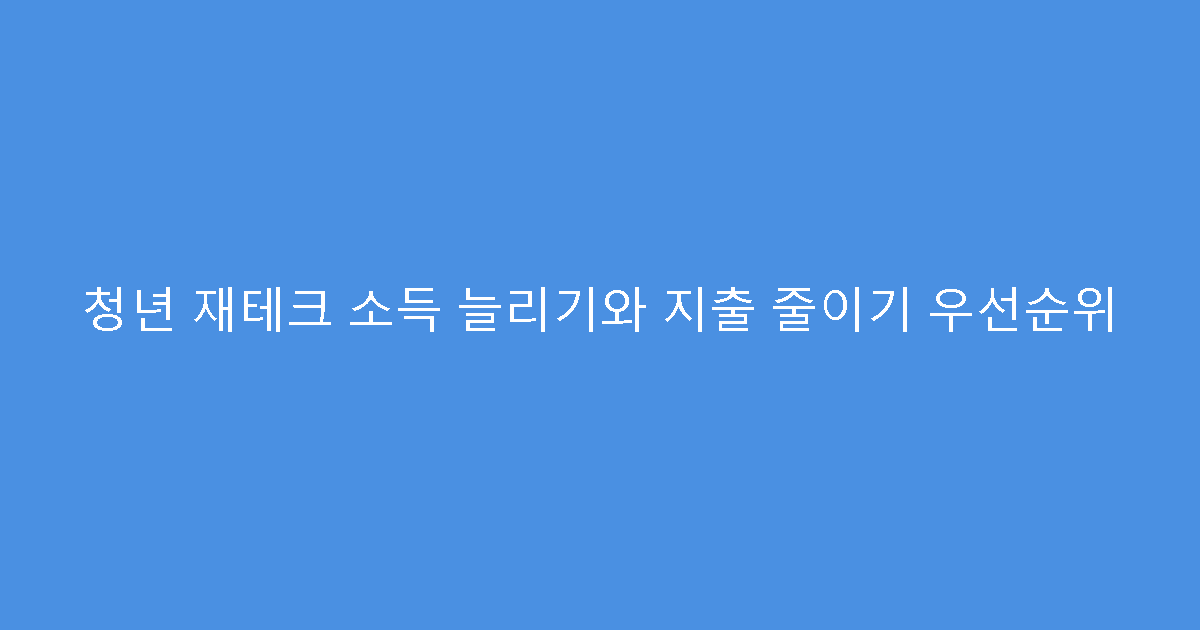 청년 재테크 소득 늘리기와 지출 줄이기 우선순위