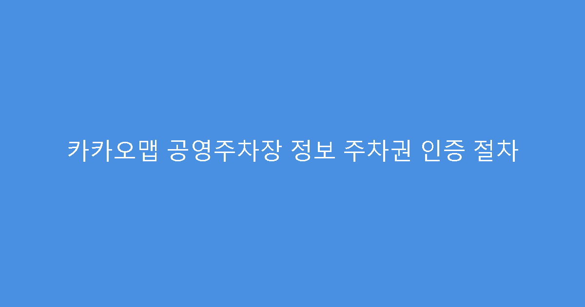 카카오맵 공영주차장 정보 주차권 인증 절차
