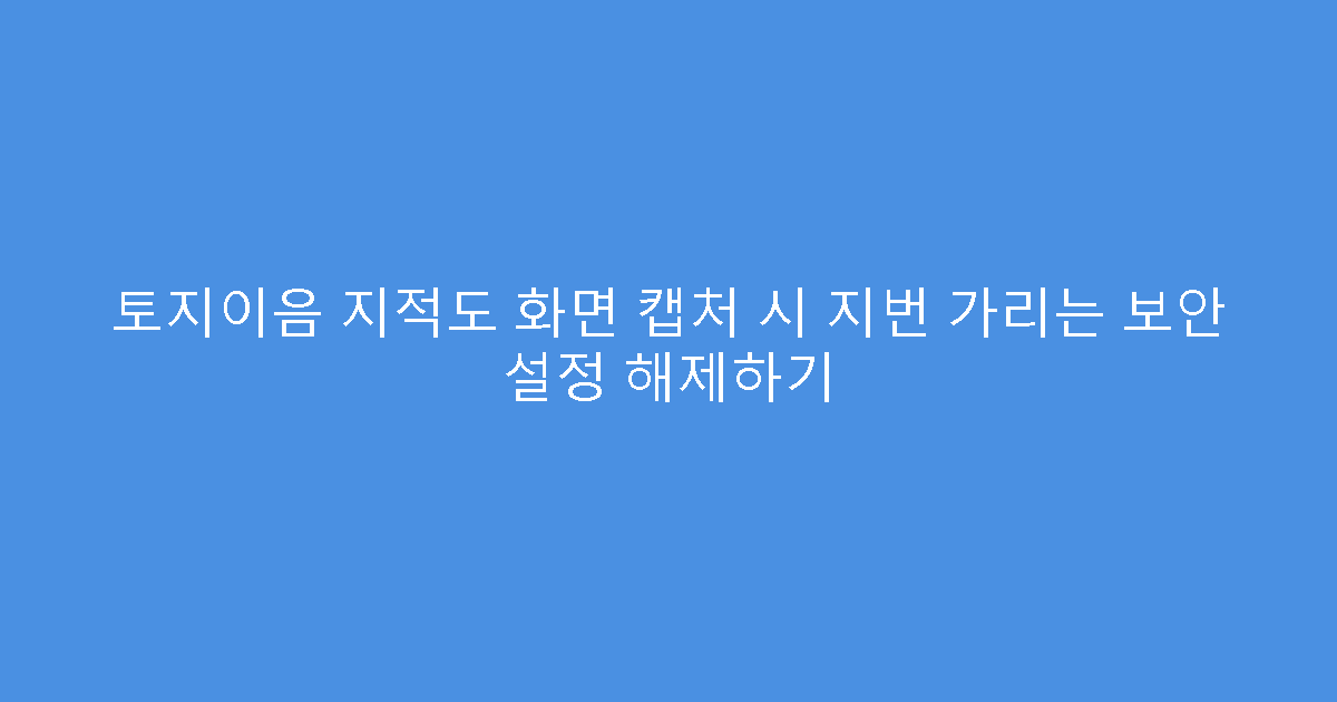 토지이음 지적도 화면 캡처 시 지번 가리는 보안 설정 해제하기
