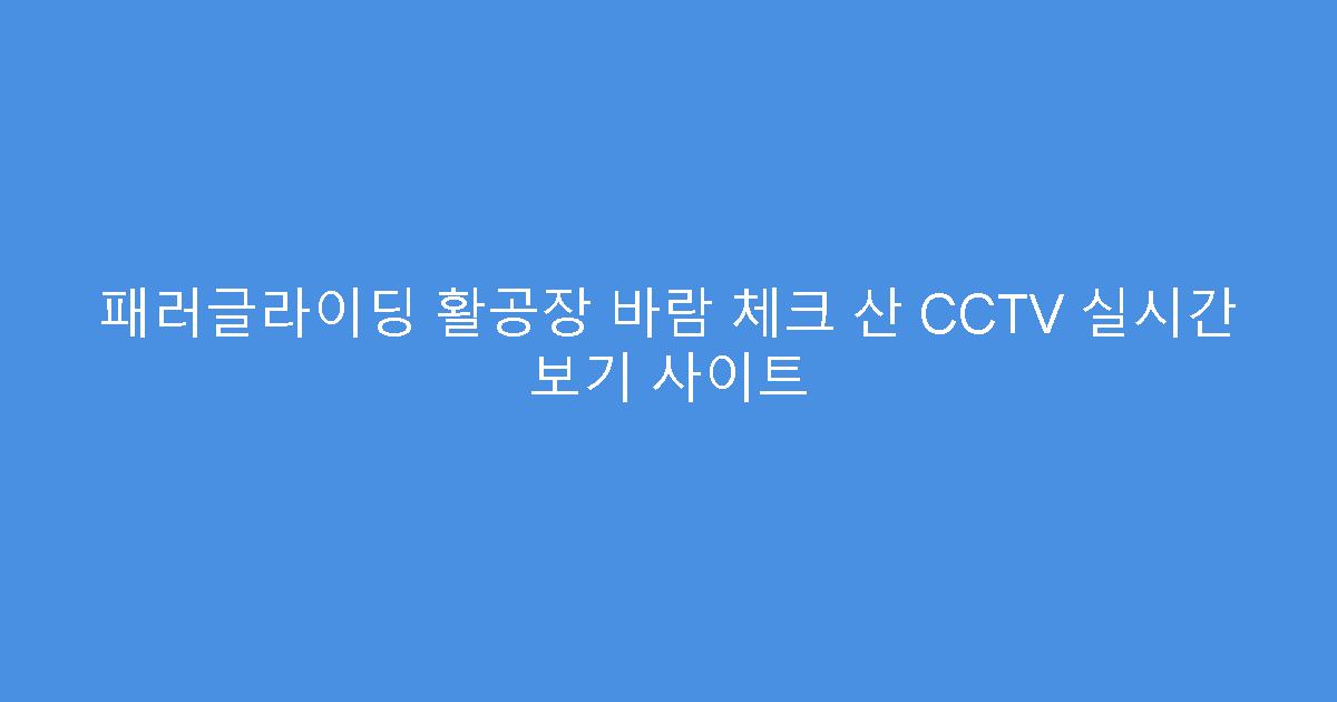패러글라이딩 활공장 바람 체크 산 CCTV 실시간 보기 사이트