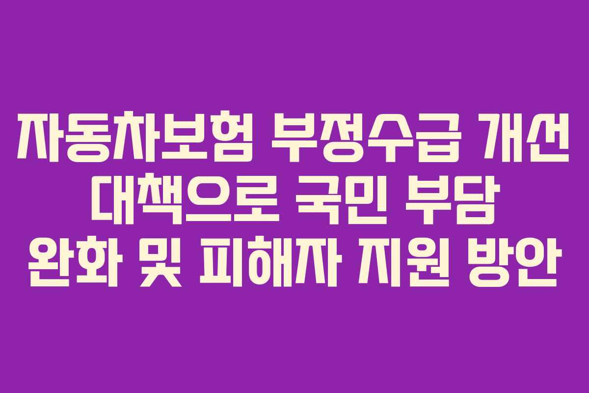 자동차보험 부정수급 개선 대책으로 국민 부담 완화 및 피해자 지원 방안 자동차보험 부정수급 개선 대책으로 국민 부담 완화 및 피해자 지원 방안
