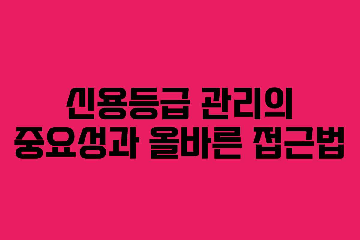 신용등급 관리의 중요성과 올바른 접근법 신용등급 관리의 중요성과 올바른 접근법