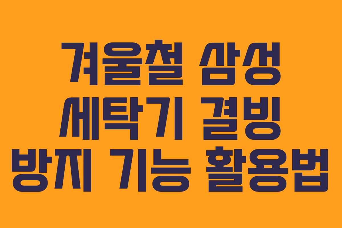 겨울철 삼성 세탁기 결빙 방지 기능 활용법