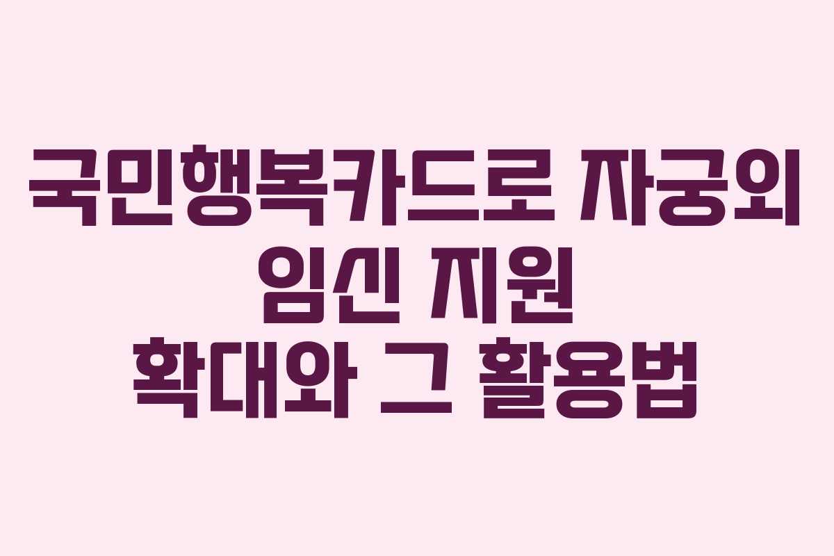 국민행복카드로 자궁외 임신 지원 확대와 그 활용법 국민행복카드로 자궁외 임신 지원 확대와 그 활용법