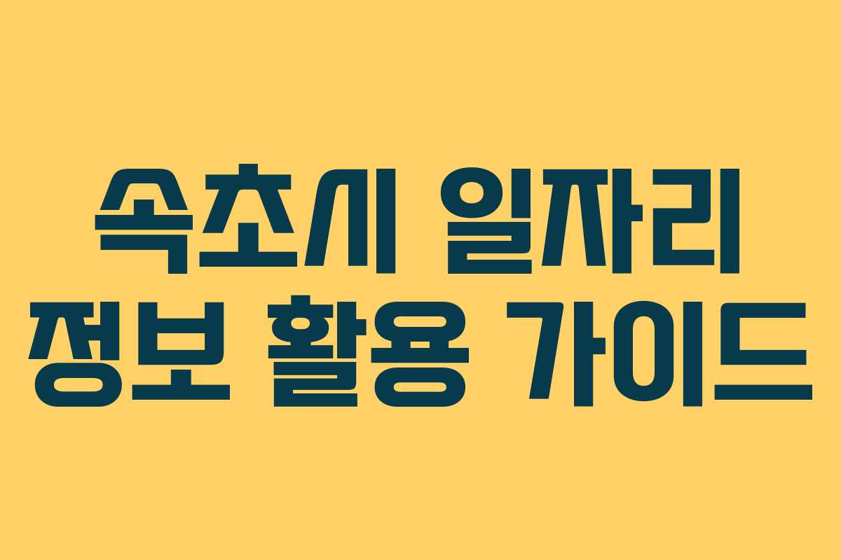 속초시 일자리 정보 활용 가이드