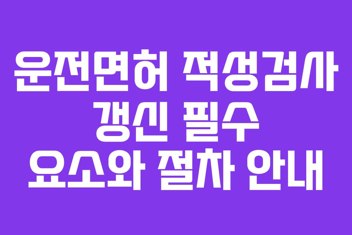 운전면허 적성검사 갱신 필수 요소와 절차 안내