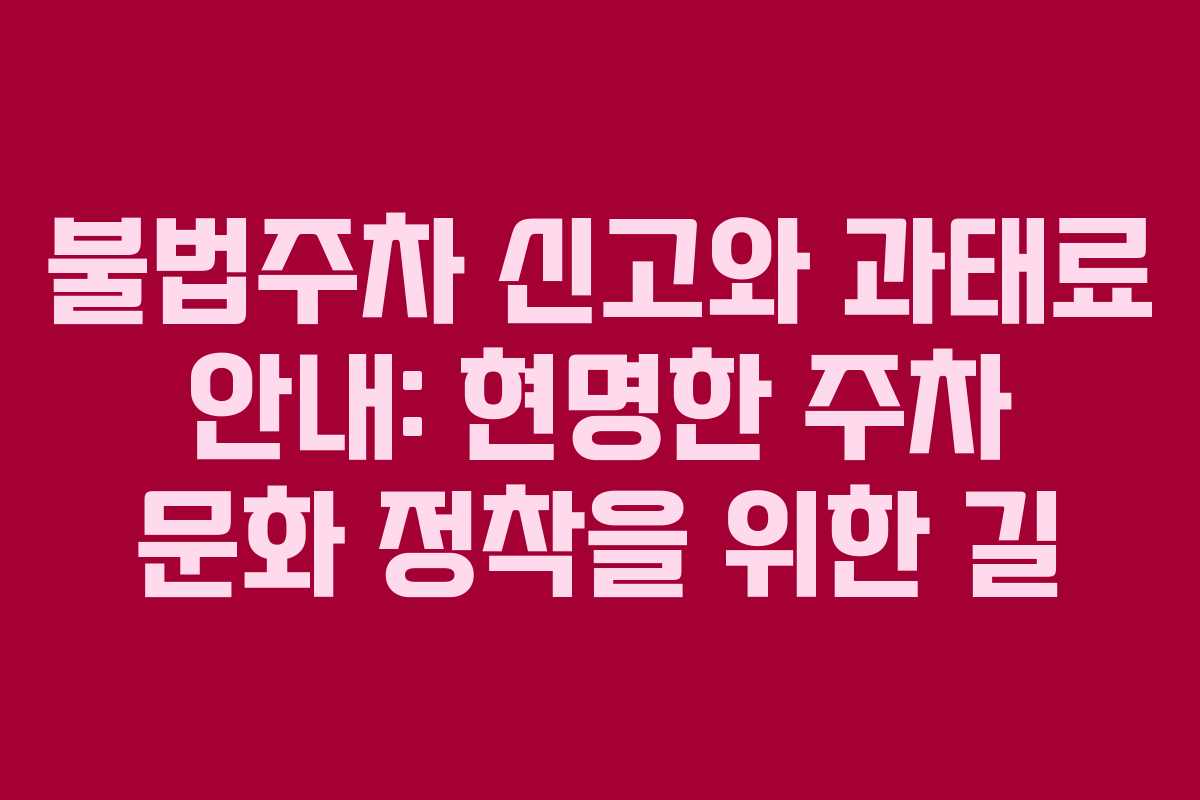 불법주차 신고와 과태료 안내: 현명한 주차 문화 정착을 위한 길 불법주차 신고와 과태료 안내: 현명한 주차 문화 정착을 위한 길