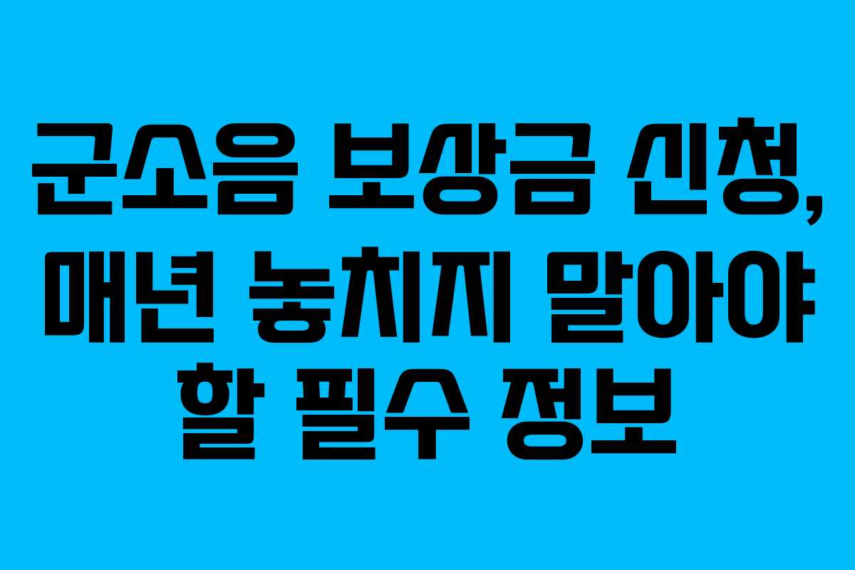 군소음 보상금 신청, 매년 놓치지 말아야 할 필수 정보