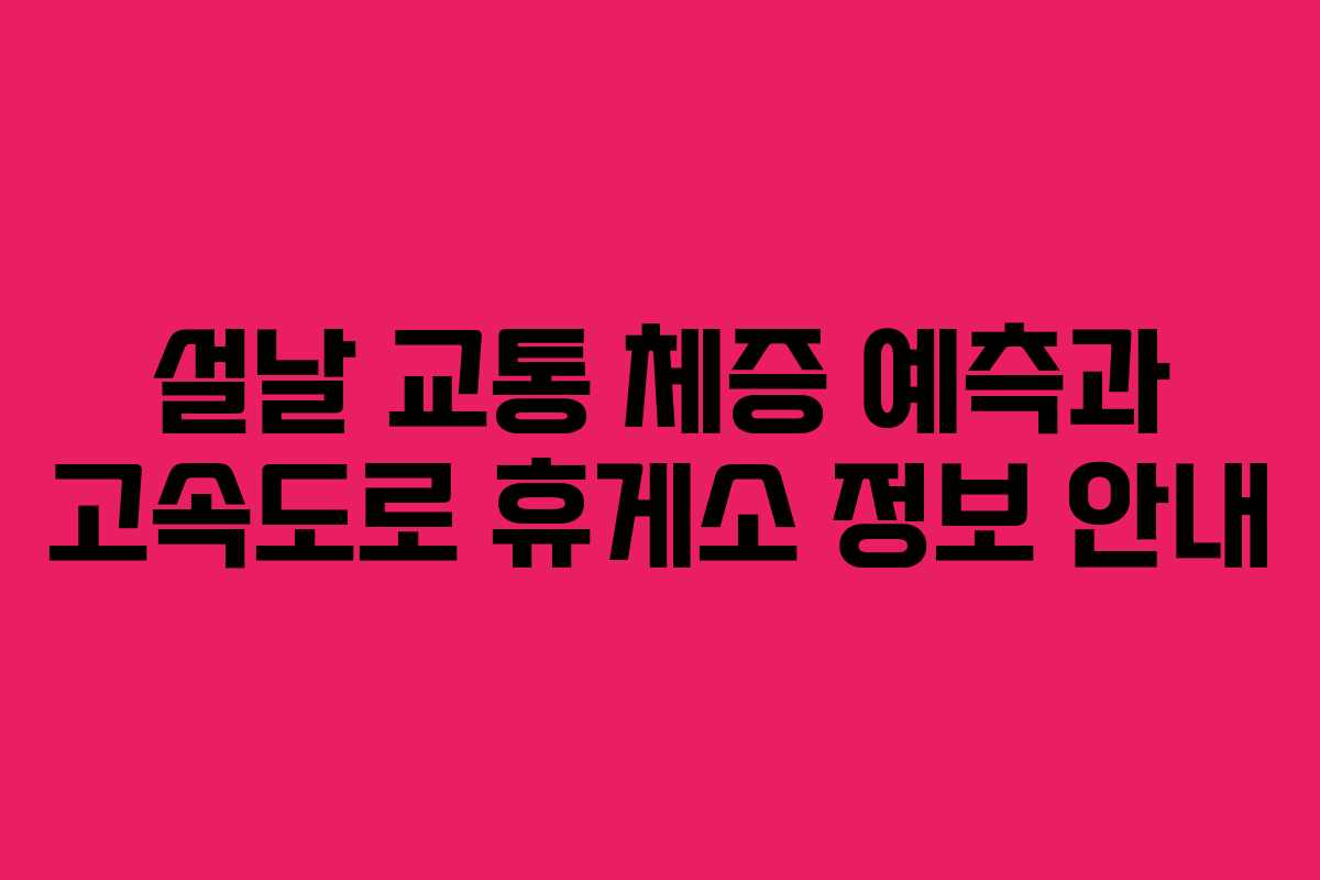 설날 교통 체증 예측과 고속도로 휴게소 정보 안내