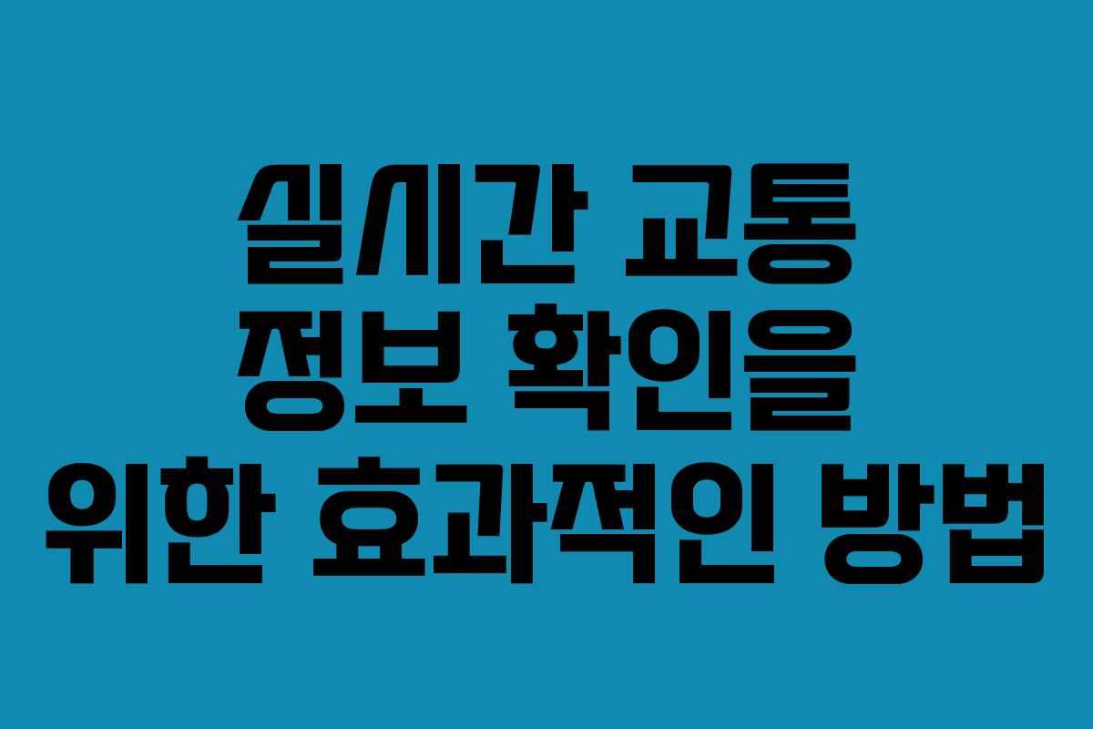 실시간 교통 정보 확인을 위한 효과적인 방법