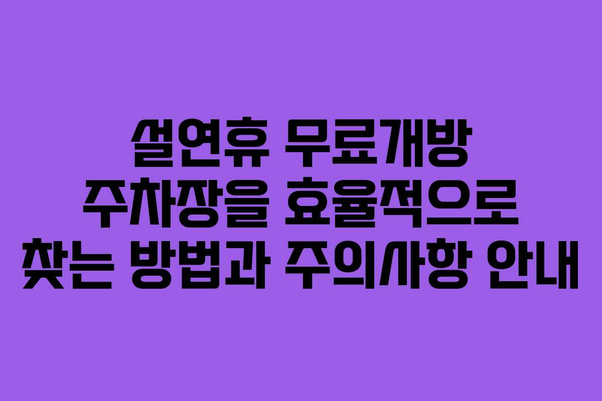 설연휴 무료개방 주차장을 효율적으로 찾는 방법과 주의사항 안내