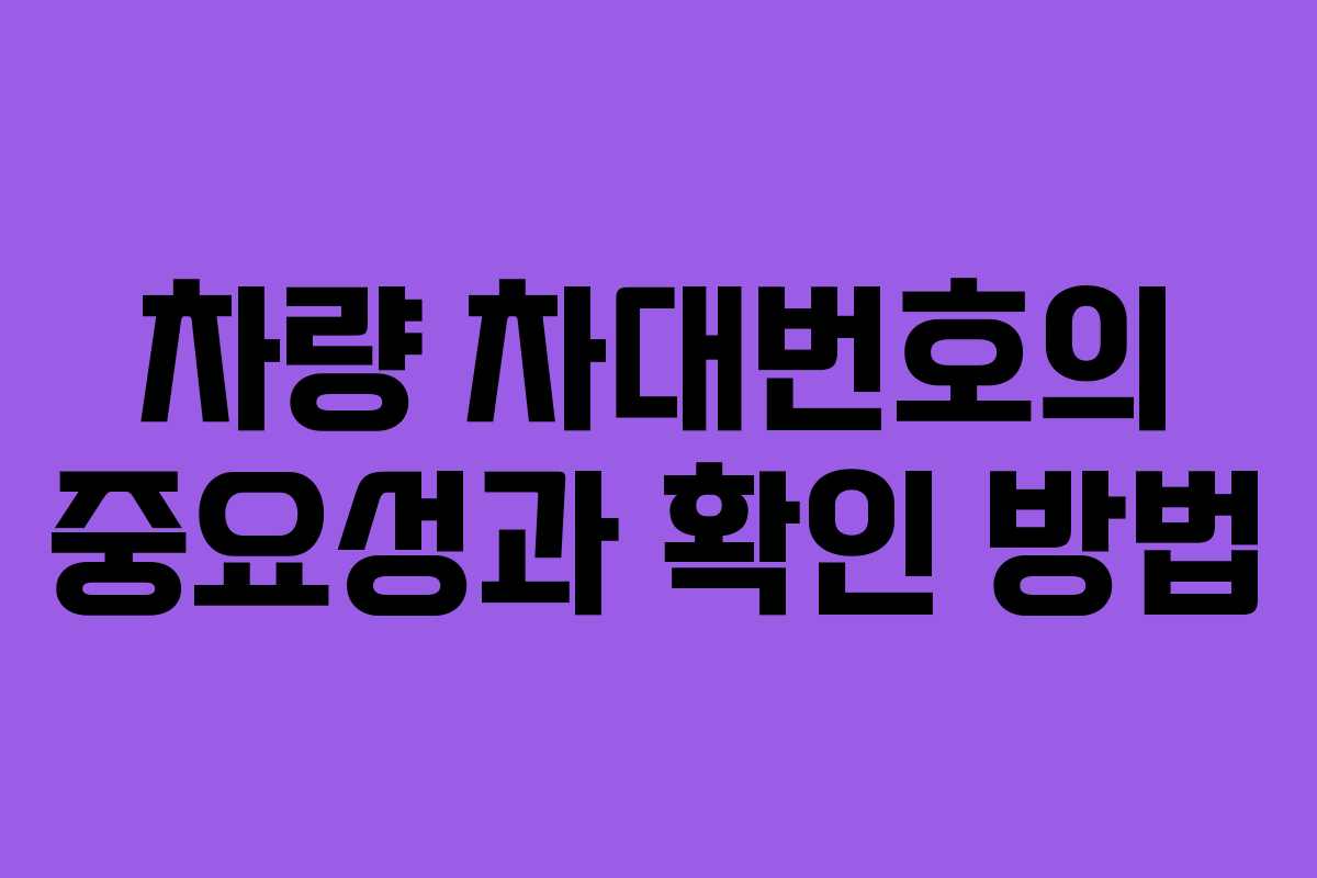 차량 차대번호의 중요성과 확인 방법 차량 차대번호의 중요성과 확인 방법