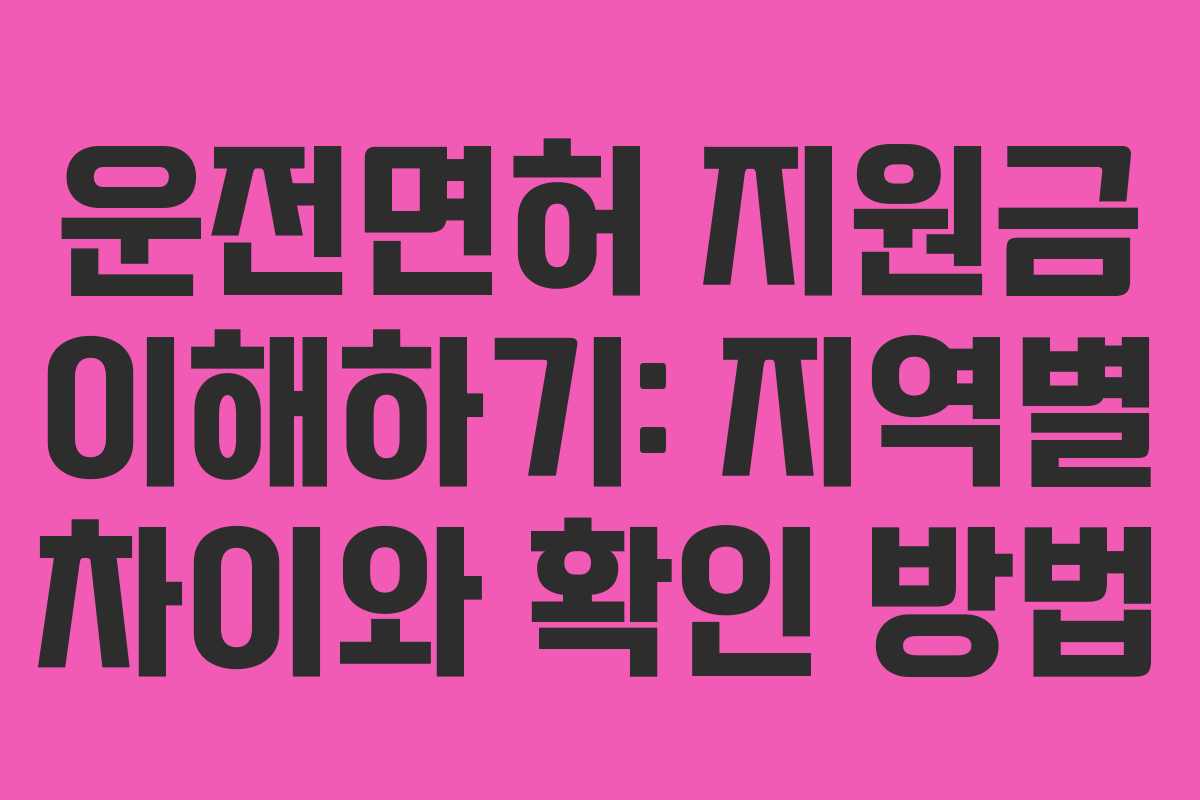 운전면허 지원금 이해하기: 지역별 차이와 확인 방법