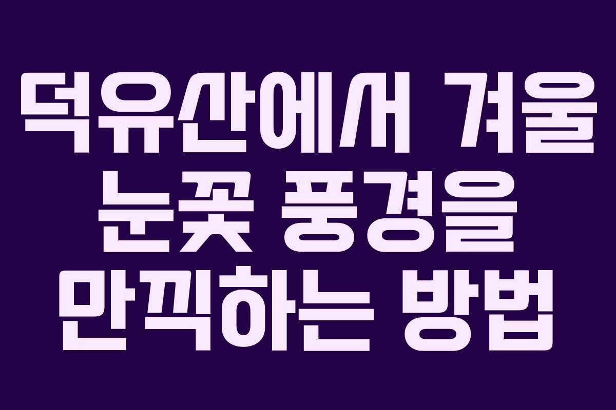 덕유산에서 겨울 눈꽃 풍경을 만끽하는 방법