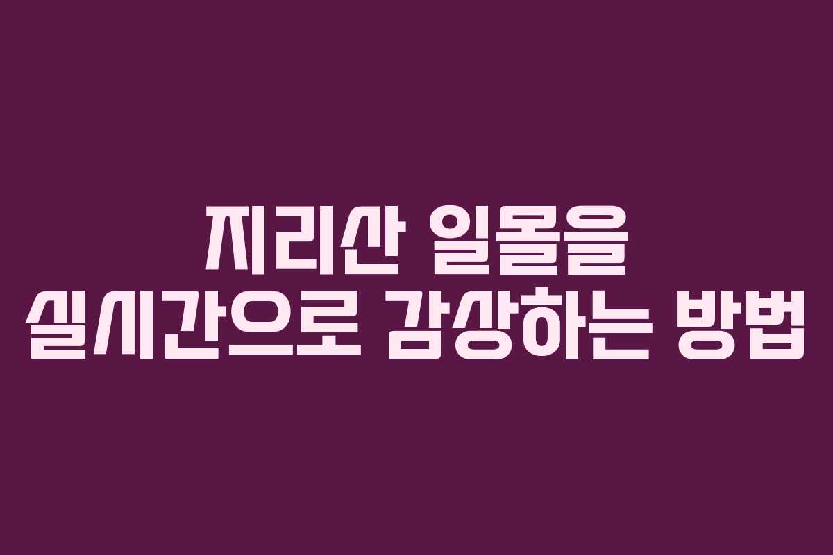 지리산 일몰을 실시간으로 감상하는 방법