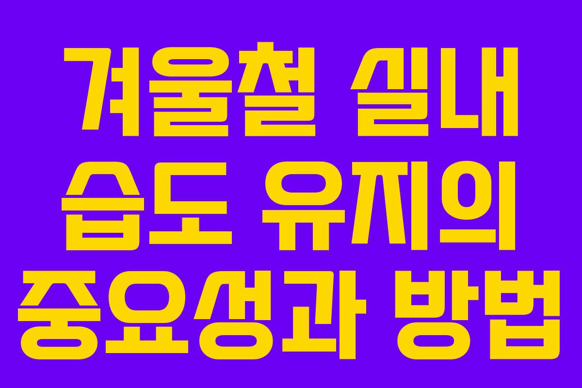 겨울철 실내 습도 유지의 중요성과 방법 겨울철 실내 습도 유지의 중요성과 방법