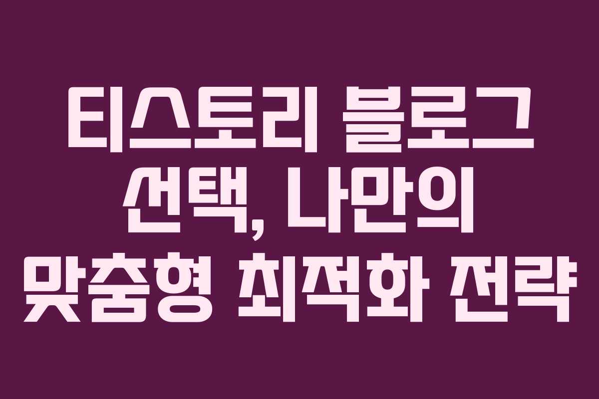 티스토리 블로그 선택, 나만의 맞춤형 최적화 전략