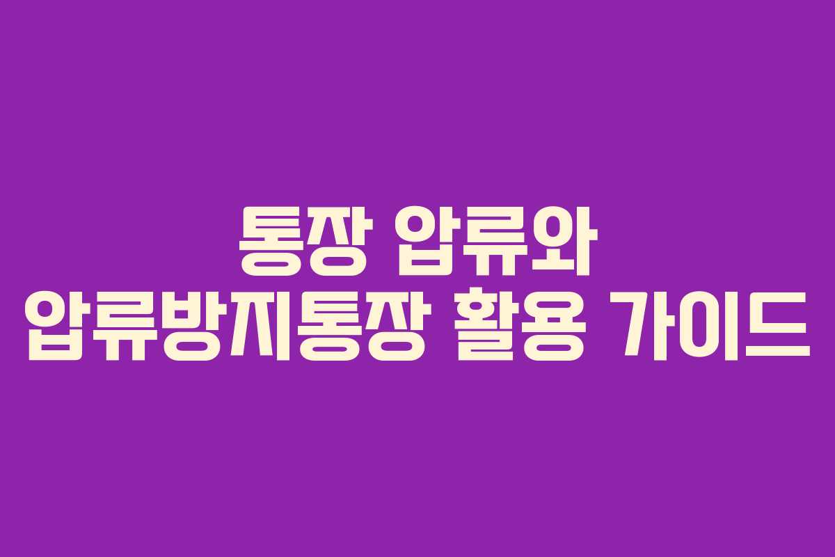 통장 압류와 압류방지통장 활용 가이드 통장 압류와 압류방지통장 활용 가이드