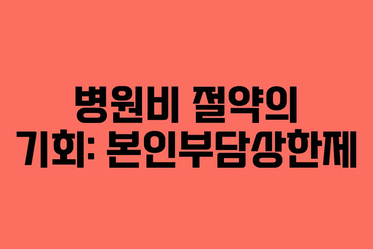 병원비 절약의 기회: 본인부담상한제