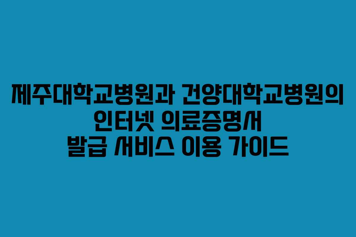 제주대학교병원과 건양대학교병원의 인터넷 의료증명서 발급 서비스 이용 가이드