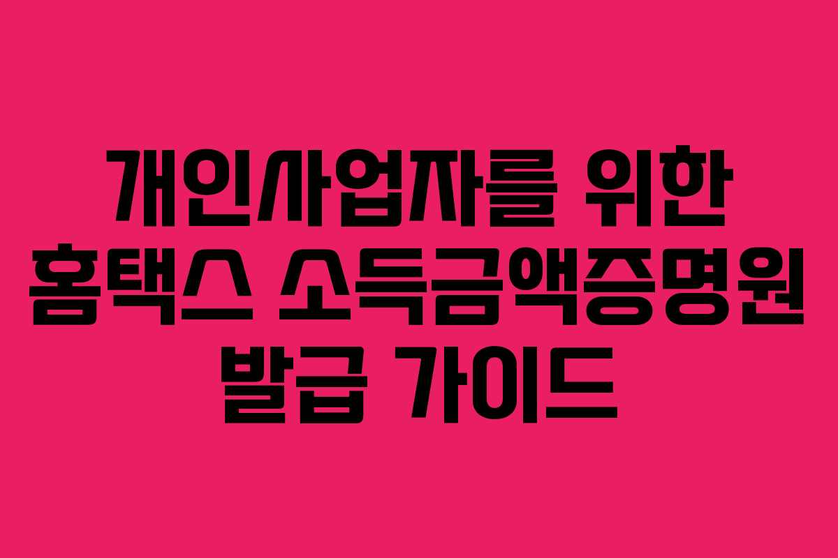 개인사업자를 위한 홈택스 소득금액증명원 발급 가이드 개인사업자를 위한 홈택스 소득금액증명원 발급 가이드