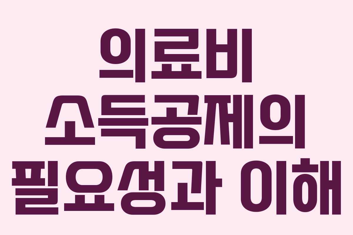 의료비 소득공제의 필요성과 이해 의료비 소득공제의 필요성과 이해