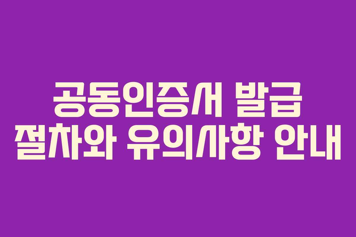 공동인증서 발급 절차와 유의사항 안내