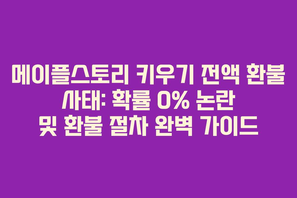 메이플스토리 키우기 전액 환불 사태: 확률 0% 논란 및 환불 절차 완벽 가이드
