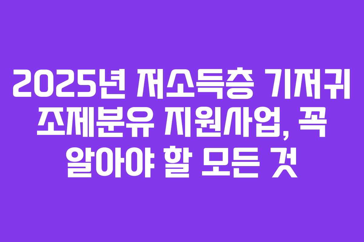 2025년 저소득층 기저귀 조제분유 지원사업, 꼭 알아야 할 모든 것
