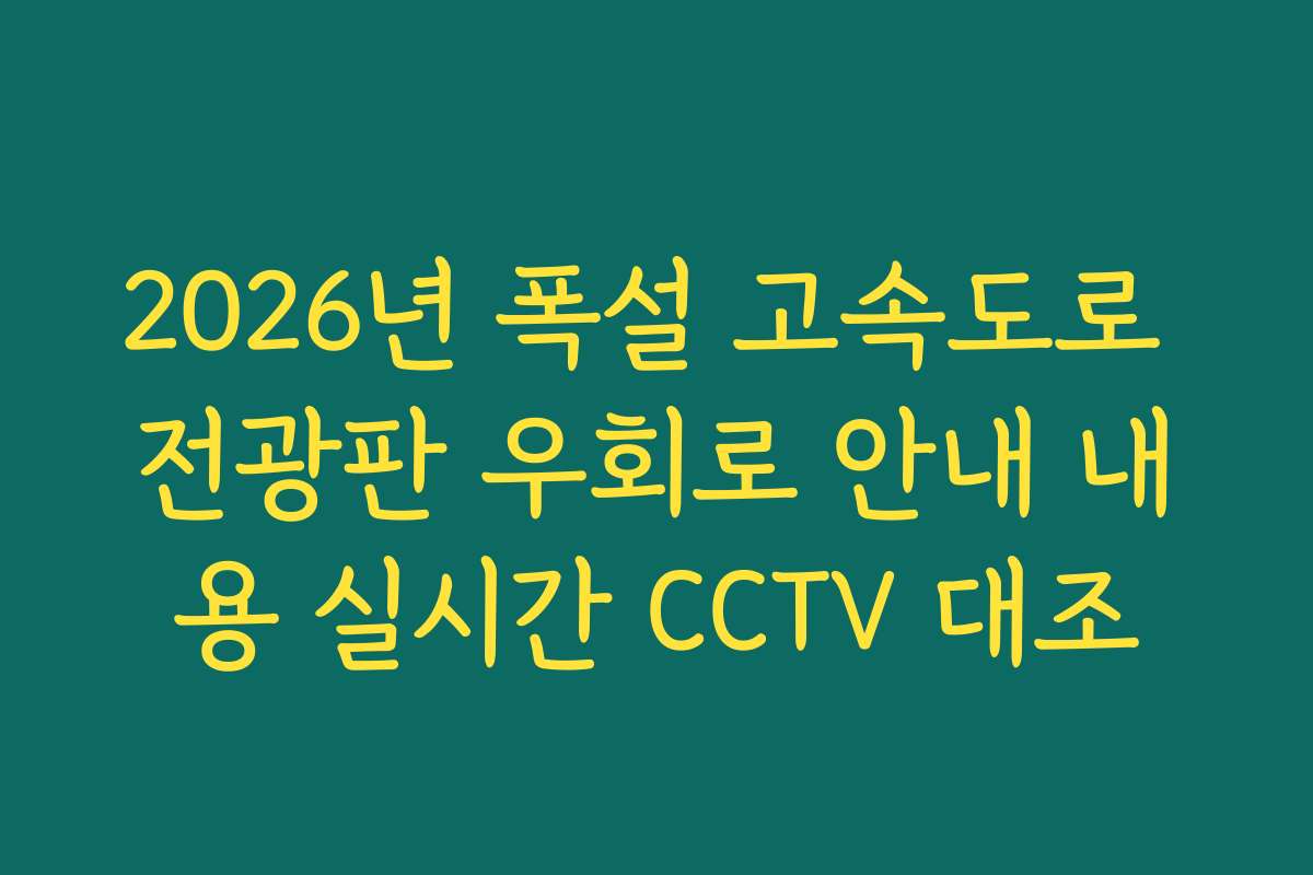 2026년 폭설 고속도로 전광판 우회로 안내 내용 실시간 CCTV 대조 2026년 폭설 고속도로 전광판 우회로 안내 내용 실시간 CCTV 대조