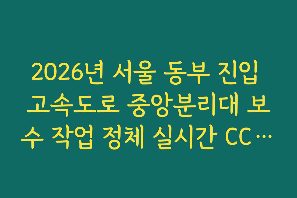 2026년 서울 동부 진입 고속도로 중앙분리대 보수 작업 정체 실시간 CCTV 확인