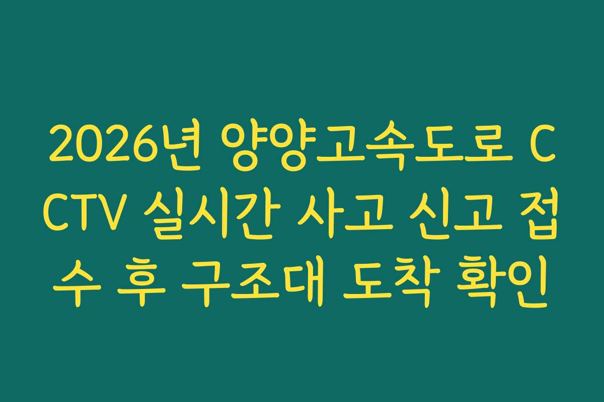 2026년 양양고속도로 CCTV 실시간 사고 신고 접수 후 구조대 도착 확인