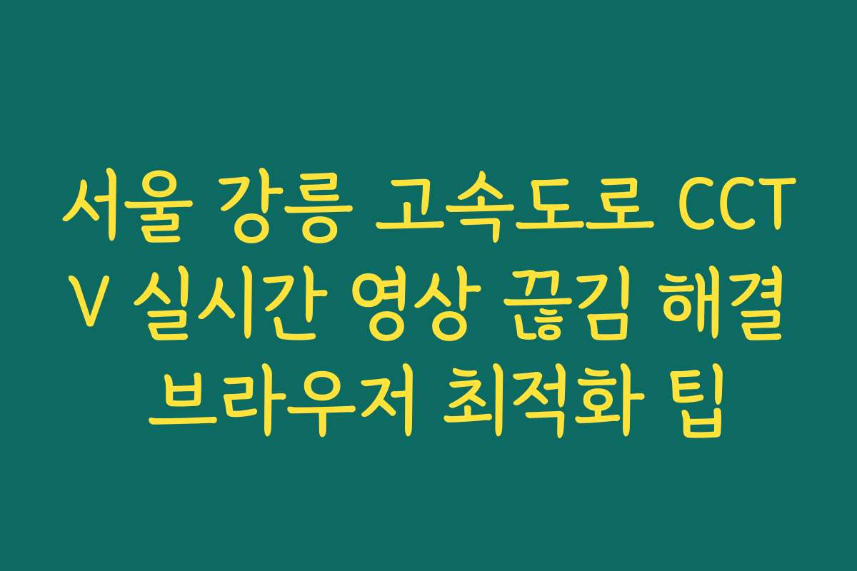 서울 강릉 고속도로 CCTV 실시간 영상 끊김 해결 브라우저 최적화 팁