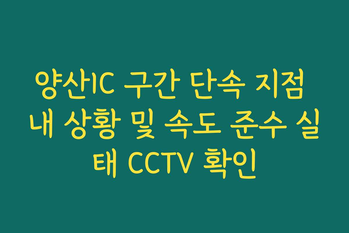 양산IC 구간 단속 지점 내 상황 및 속도 준수 실태 CCTV 확인