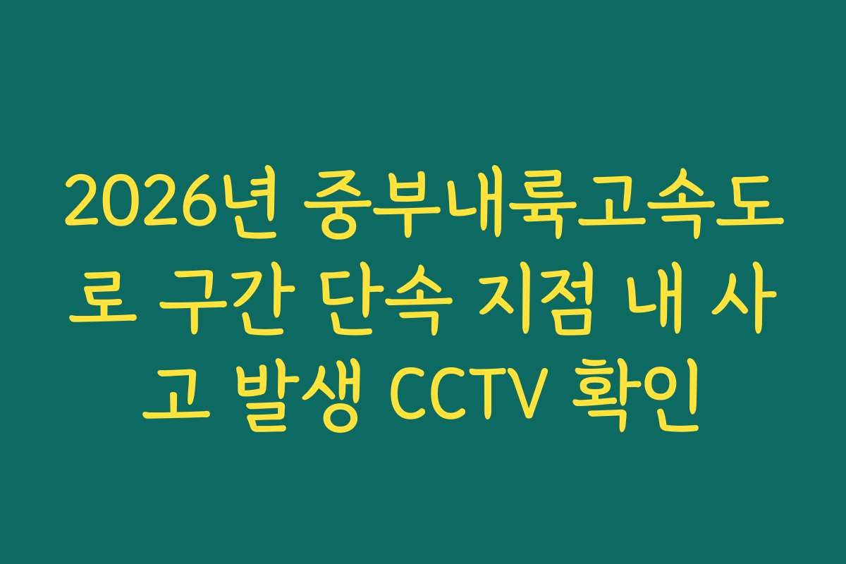 2026년 중부내륙고속도로 구간 단속 지점 내 사고 발생 CCTV 확인