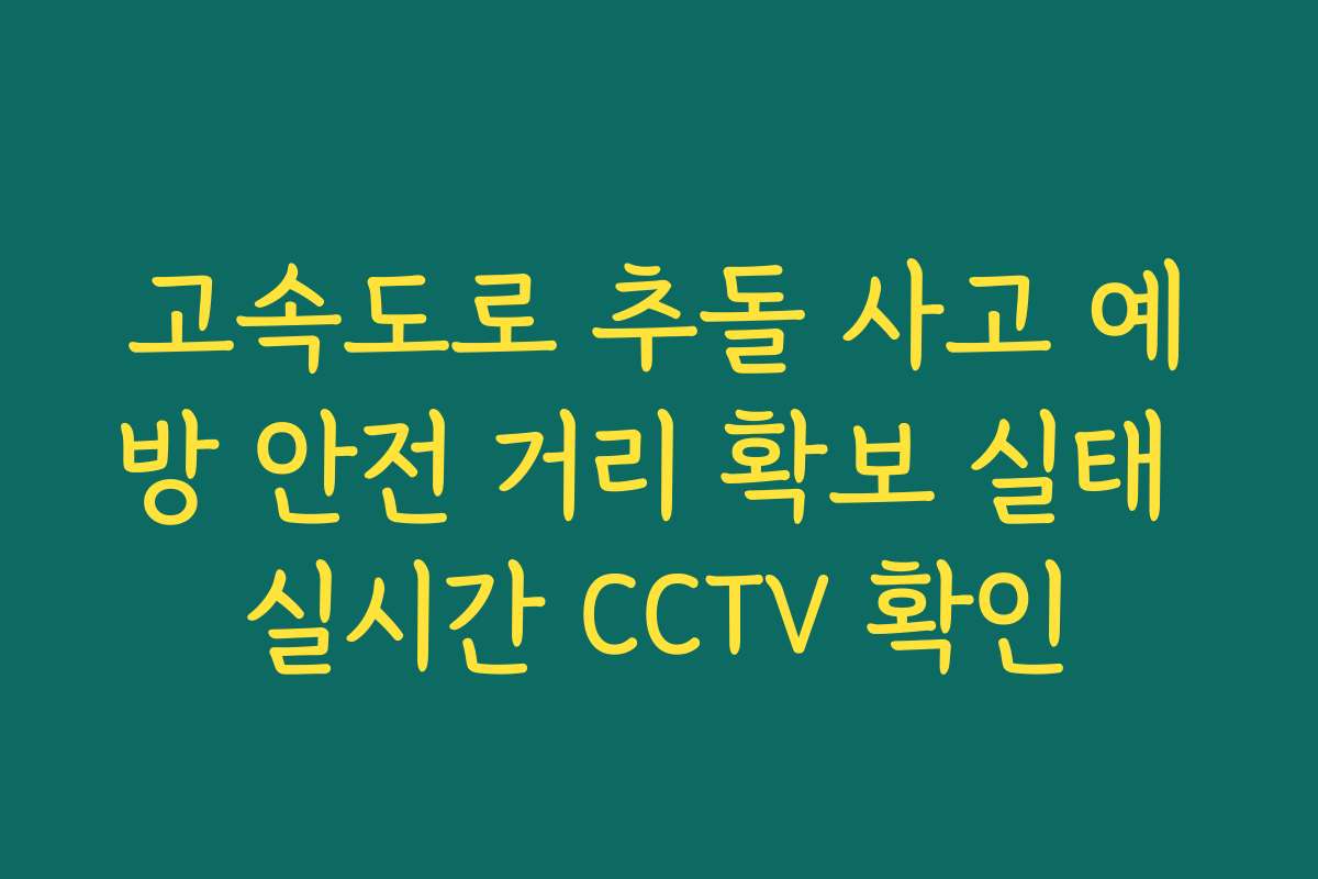 고속도로 추돌 사고 예방 안전 거리 확보 실태 실시간 CCTV 확인