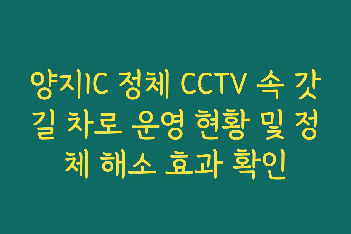 양지IC 정체 CCTV 속 갓길 차로 운영 현황 및 정체 해소 효과 확인 양지IC 정체 CCTV 속 갓길 차로 운영 현황 및 정체 해소 효과 확인