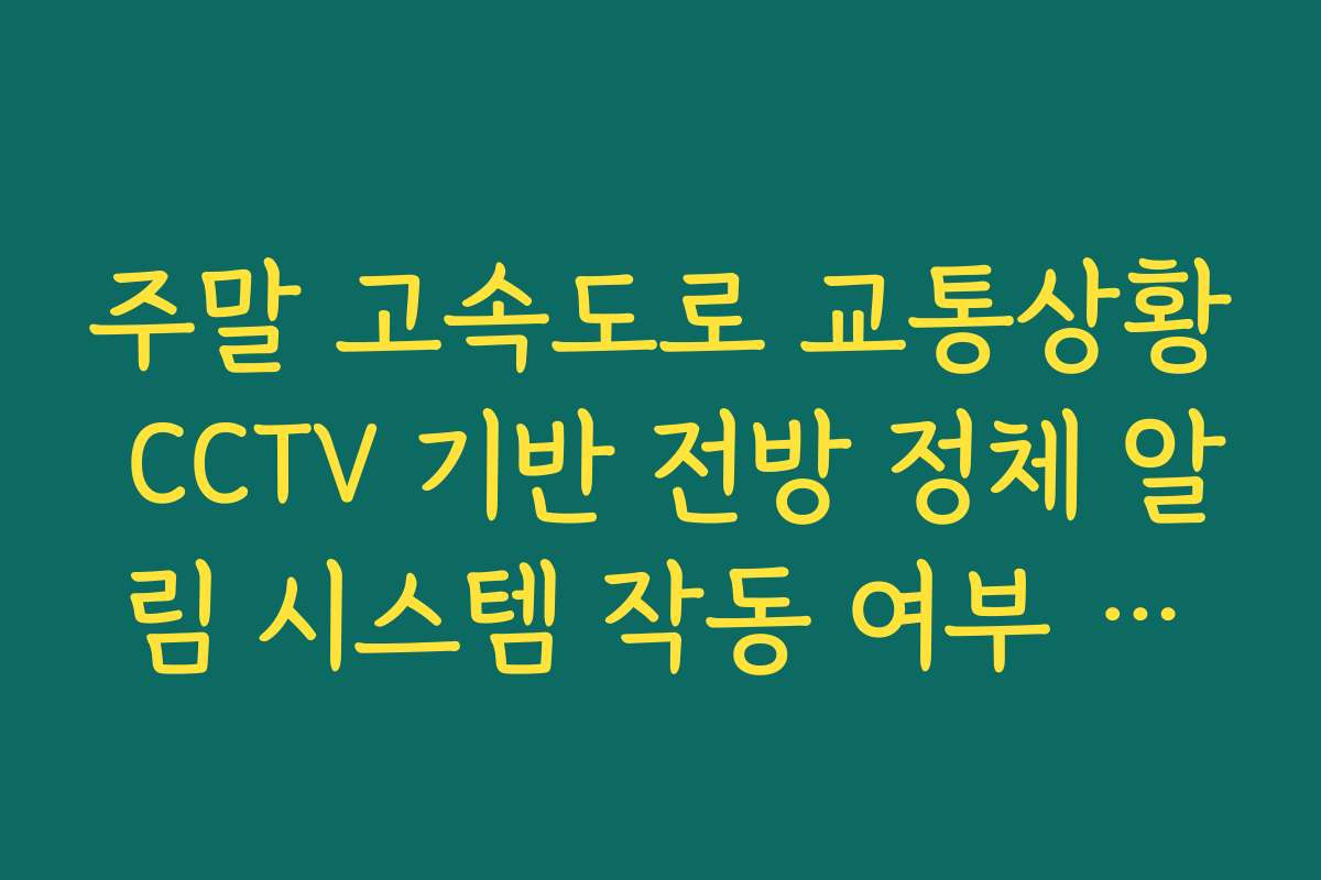주말 고속도로 교통상황 CCTV 기반 전방 정체 알림 시스템 작동 여부 실시간 확인 주말 고속도로 교통상황 CCTV 기반 전방 정체 알림 시스템 작동 여부 실시간 확인