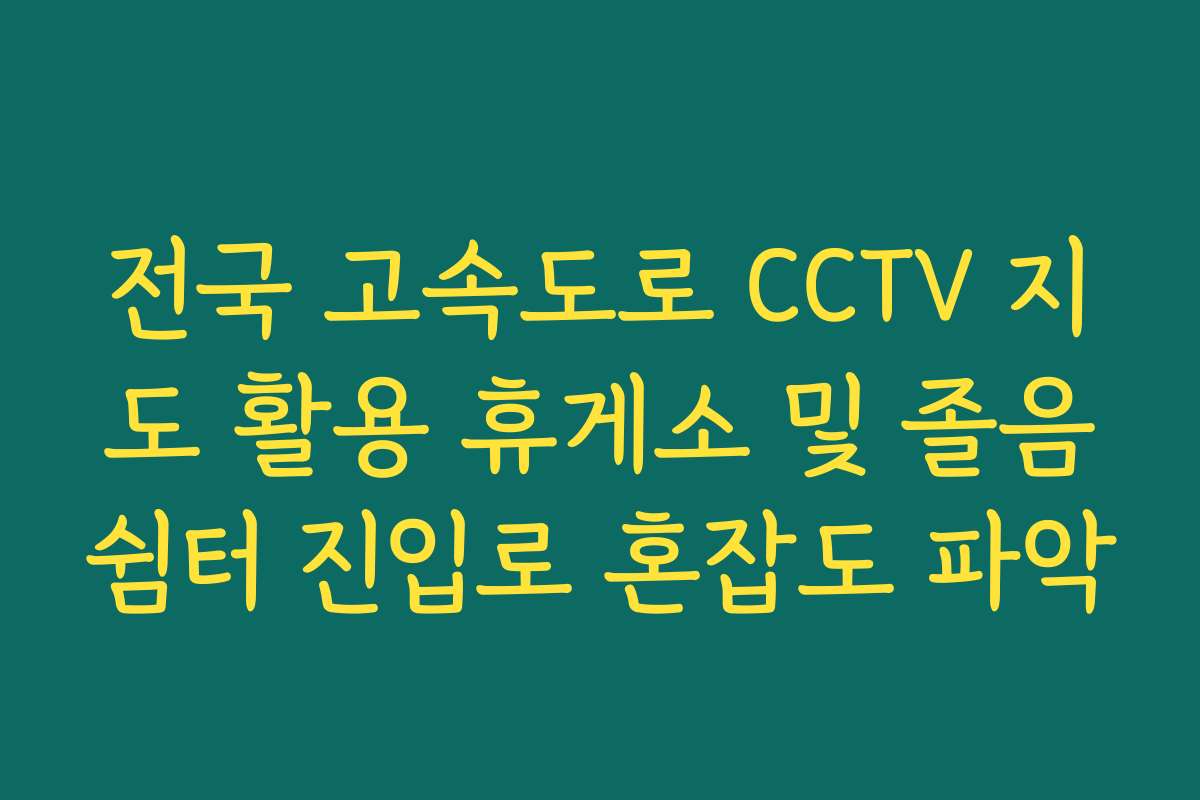 전국 고속도로 CCTV 지도 활용 휴게소 및 졸음쉼터 진입로 혼잡도 파악