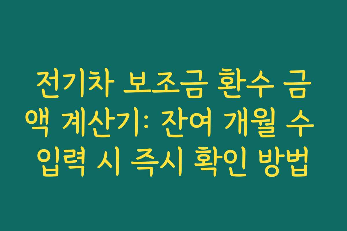 전기차 보조금 환수 금액 계산기: 잔여 개월 수 입력 시 즉시 확인 방법
