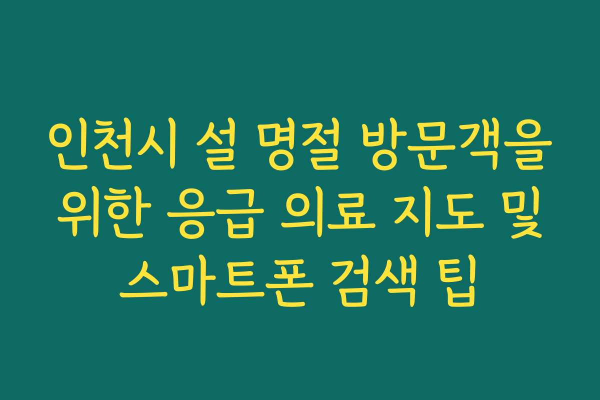 인천시 설 명절 방문객을 위한 응급 의료 지도 및 스마트폰 검색 팁 인천시 설 명절 방문객을 위한 응급 의료 지도 및 스마트폰 검색 팁