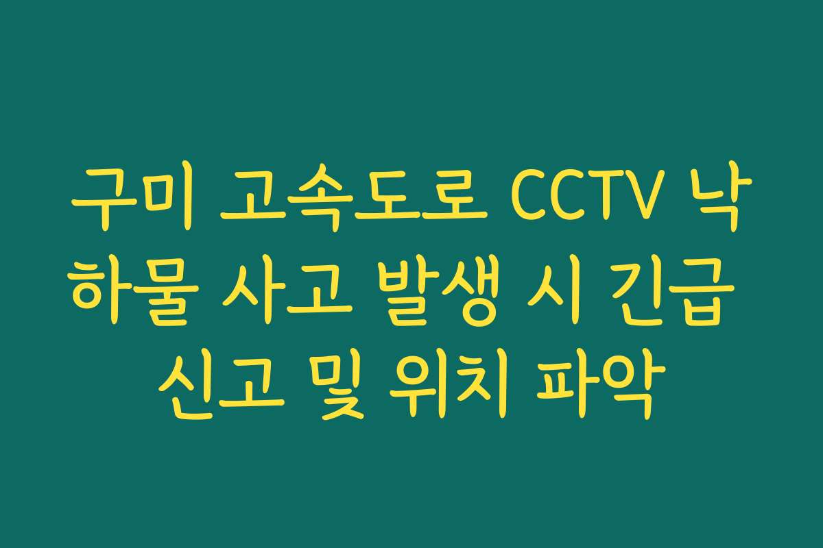 구미 고속도로 CCTV 낙하물 사고 발생 시 긴급 신고 및 위치 파악