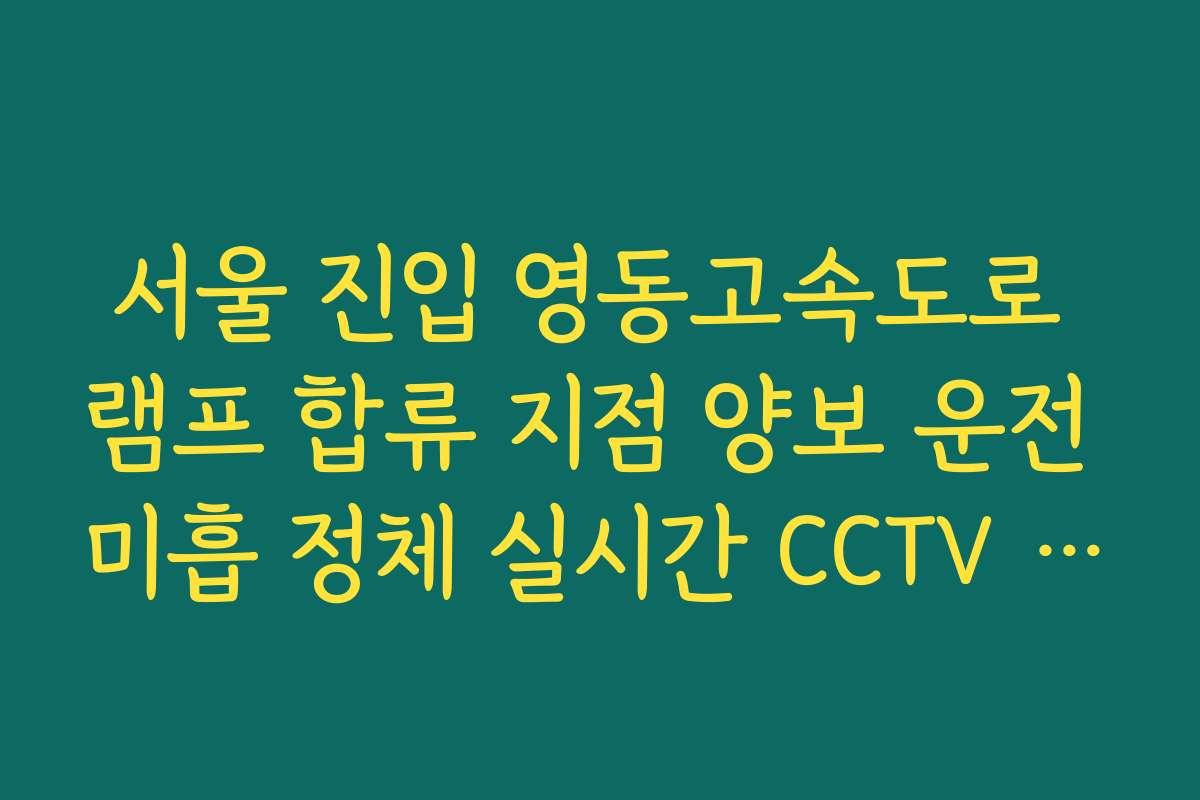 서울 진입 영동고속도로 램프 합류 지점 양보 운전 미흡 정체 실시간 CCTV 확인