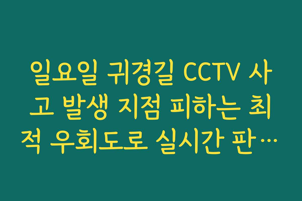 일요일 귀경길 CCTV 사고 발생 지점 피하는 최적 우회도로 실시간 판단법