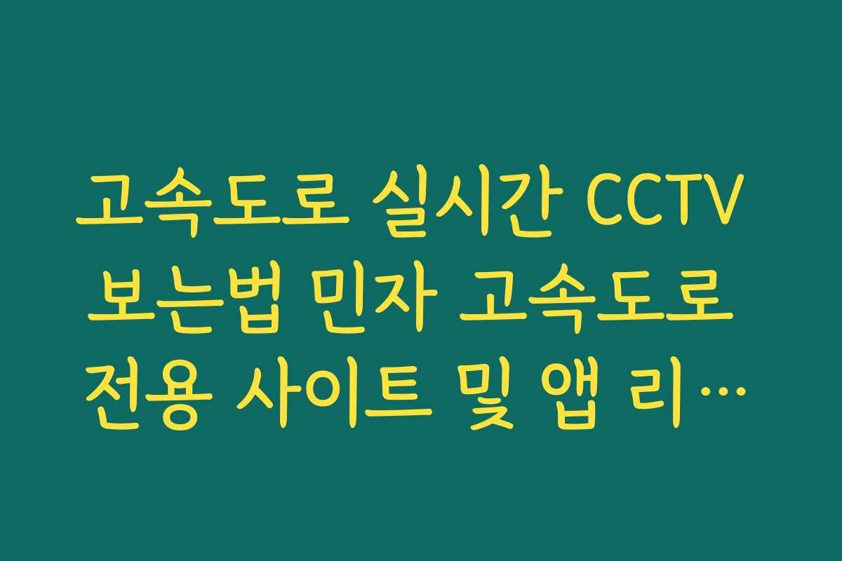 고속도로 실시간 CCTV 보는법 민자 고속도로 전용 사이트 및 앱 리스트