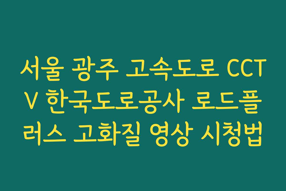 서울 광주 고속도로 CCTV 한국도로공사 로드플러스 고화질 영상 시청법